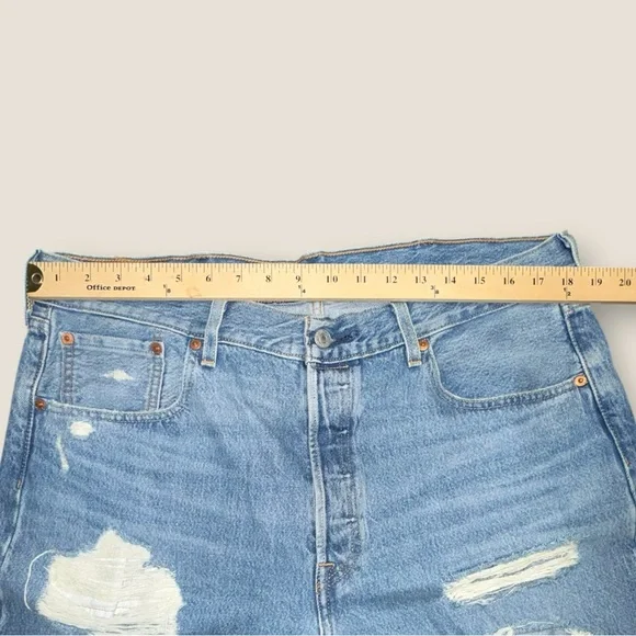Levi’s 501 Jeans 38x34 Y2K Distressed Light Wash Straight Leg Denim Mens - Picture 5 of 10